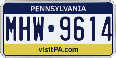 PA license plate MHW9614