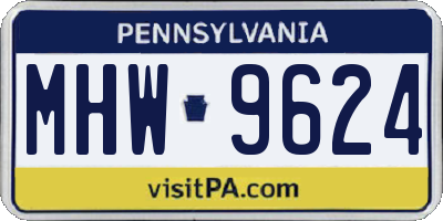 PA license plate MHW9624