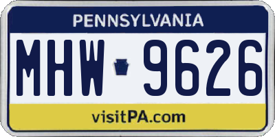PA license plate MHW9626
