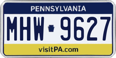PA license plate MHW9627