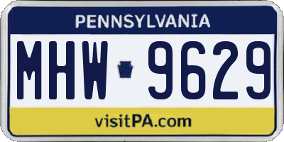 PA license plate MHW9629