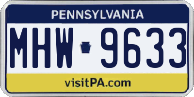 PA license plate MHW9633