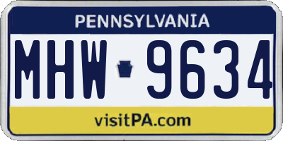 PA license plate MHW9634