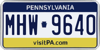 PA license plate MHW9640