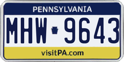PA license plate MHW9643