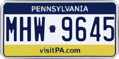 PA license plate MHW9645