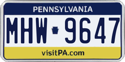 PA license plate MHW9647