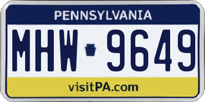 PA license plate MHW9649