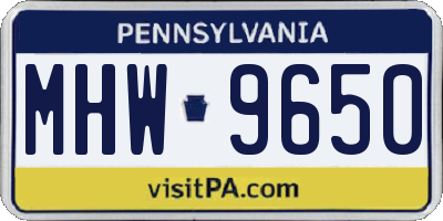 PA license plate MHW9650