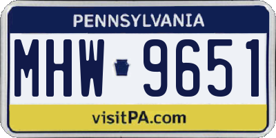 PA license plate MHW9651