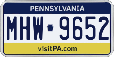 PA license plate MHW9652