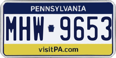 PA license plate MHW9653