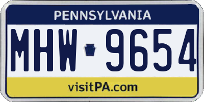 PA license plate MHW9654