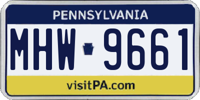 PA license plate MHW9661