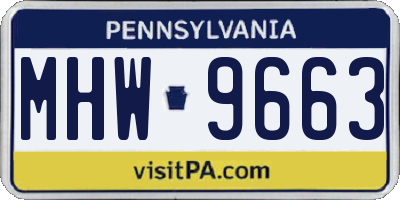 PA license plate MHW9663