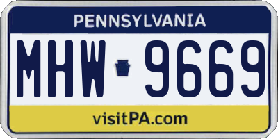 PA license plate MHW9669