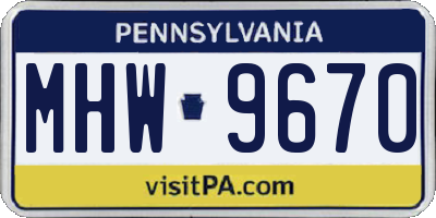 PA license plate MHW9670