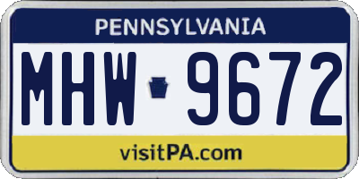 PA license plate MHW9672