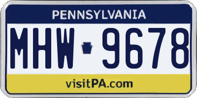PA license plate MHW9678