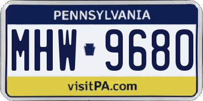 PA license plate MHW9680