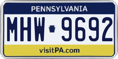 PA license plate MHW9692