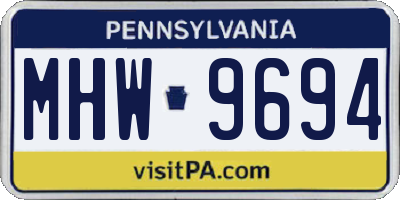 PA license plate MHW9694