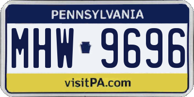 PA license plate MHW9696