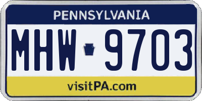 PA license plate MHW9703