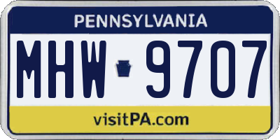 PA license plate MHW9707