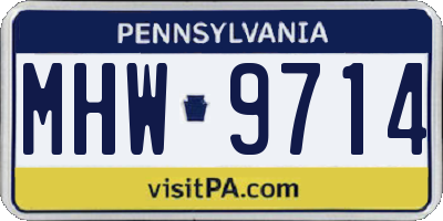 PA license plate MHW9714