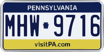 PA license plate MHW9716