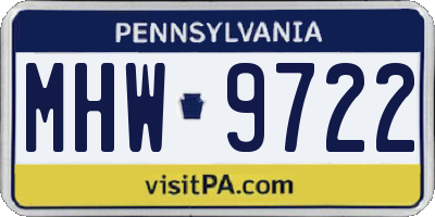 PA license plate MHW9722