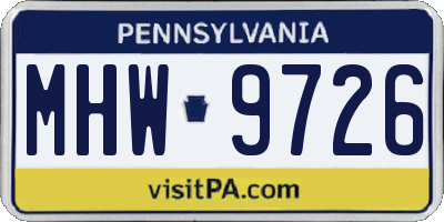 PA license plate MHW9726