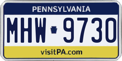 PA license plate MHW9730
