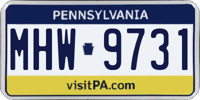 PA license plate MHW9731
