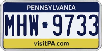 PA license plate MHW9733