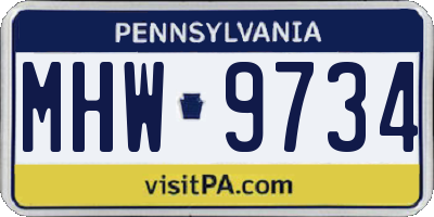 PA license plate MHW9734