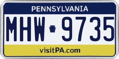 PA license plate MHW9735