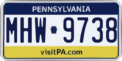 PA license plate MHW9738