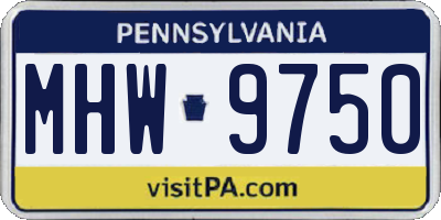 PA license plate MHW9750