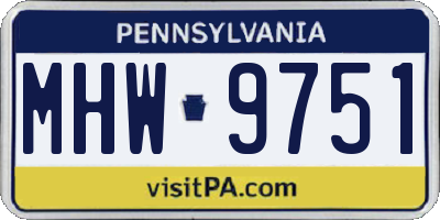 PA license plate MHW9751