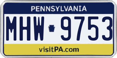 PA license plate MHW9753