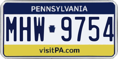 PA license plate MHW9754