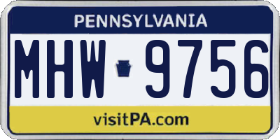 PA license plate MHW9756