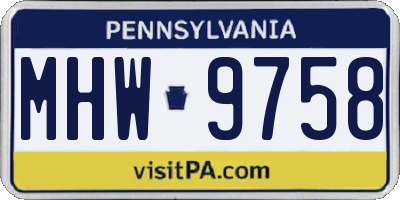 PA license plate MHW9758