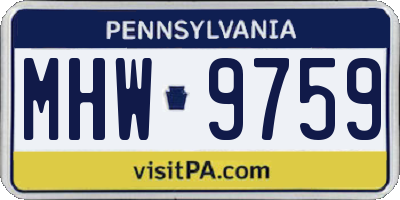 PA license plate MHW9759