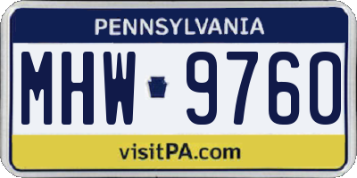 PA license plate MHW9760