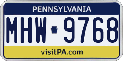 PA license plate MHW9768
