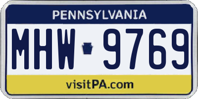PA license plate MHW9769