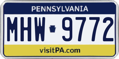 PA license plate MHW9772